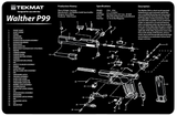 TekMat TEKR17WALP99 Walther P99 Cleaning Mat Black/White Rubber 11"x17" Walther P99 Parts Diagram