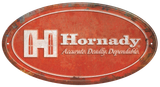 Hornady 99144 Oval Sign Rustic Red White Aluminum 12" x 18"