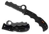 Spyderco C79PSBBK Assist Lightweight 3.69" Folding Part Serrated Black DLC VG-10 SS Blade/Black Textured FRN Handle Includes Glass Breaker/Pocket Clip