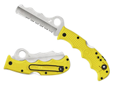Spyderco C79PSYL Assist Salt Lightweight 3.68" Folding Part Serrated H2 Steel Blade/Yellow Bi-Directional Texturing FRN Handle Includes Glass Breaker/Pocket Clip