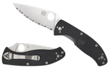 Spyderco C122PSBK Tenacious Lightweight 3.39" Folding Part Serrated Satin 8Cr13MoV SS Blade/Black Bi-Directional Texturing FRN Handle Includes Pocket Clip
