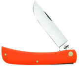Case 80512 Sod Buster  3.30" Folding Skinner Plain Mirror Polished Tru-Sharp SS Blade, Smooth Orange Synthetic Handle