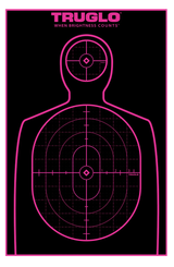 TruGlo TG13A12BB Tru-See Handgun Target Self-Adhesive Heavy Paper Black/Pink 12"x18" Silhouette 12 Pack