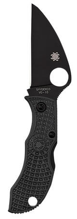 Spyderco MBKWPBK Manbug  1.91" Folding Wharncliffe Plain Non-Reflective Black TiCN VG-10 SS Blade/Black Textured FRN Handle