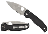 Spyderco C229GS Shaman  3.58" Folding Serrated Stonewashed CPM S30V SS Blade/ Black Textured G10 Handle Includes Pocket Clip