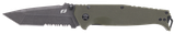 Schrade 1159324 Melee  3.50" Folding Tanto Part Serrated Dark Stonewash D2 Steel Blade 4.50" OD Green G10/SS Handle