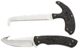 Browning 3220420 Primal Combo  3.75"/5.25" Fixed Drop Point Gut Hook/Skinner, Saw 8Cr13MoV SS Blade, Black Polymer w/Rubber Overmold & Finger Grooves Handle, 2 Piece Set, Includes Sheath