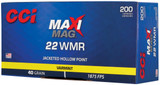 CCI 958 Maxi-Mag Varmint 22WMR 40gr Jacketed Hollow Point 200 Per Box/10 Case
