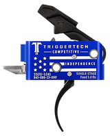 TriggerTech X43SBB33NNC Competitive Independence Pro Curved Two-Stage Trigger, Blue & White Engraved Flag Housing, Fits AR-15