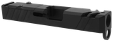 TacFire  Replacement Slide  9mm Luger Graphite Black Cerakote Stainless Steel with Optics Cut & Slide Ports for Glock 26 Gen3