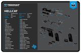 TekMat TEKR17HELLCATBLU Springfield Armory Hellcat Cleaning Mat Black/Blue/White Rubber 11"x17" Springfield Hellcat Parts Diagram