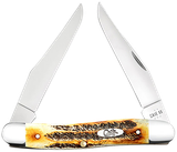 Case 65346 Muskrat  2.90" Folding Clip Point Plain Polished Tru-Sharp SS Blade, Burnt Dark Amber 6.5 BoneStag Handle