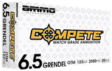 Ammo Inc 65GR123BTHPA20 Compete  6.5Grendel 123gr Open Tip Match 20 Per Box/10 Case
