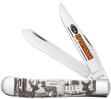 Case 81220 Trapper Sportsman Folding Clip Point/Spey Plain Mirror Polished Tru-Sharp SS Blade/Deer Embellished Natural Bone Handle