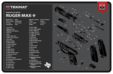 TekMat TEKR17RUGERMAX9 Ruger Max 9 Cleaning Mat Black/White Rubber 11"x17" Ruger Max 9 Parts Diagram