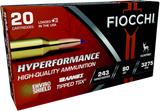 Fiocchi 243TTSX Hyperformance  243Win 80gr Barnes Tipped TSX 20 Per Box/10 Case