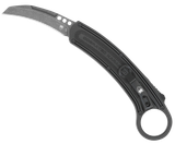 CobraTec Knives CTBKRH Karambit  2.75" Folding Plain Stonewashed D2 Steel Blade, 5.88" Black Anodized w/Finger Ring Aluminum Handle
