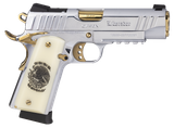 Girsan 391620 MC1911 C Liberador Compact 10mm Auto 4.40" Polished Gold PVD Barrel, Polished Chrome w/Gold Controls Serrated slide & Frame w/Beavertail & Picatinny Rail, Pearl Grip