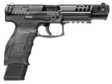 HK 81000553 VP9 Match 9mm Luger 20+1 5.51" Polygonal Rifled Barrel, Black Optic Ready/Serrated w/Ports Slide & Frame w/Picatinny Rail, Black Finger Grooved Polymer Grips, Ambidextrous
