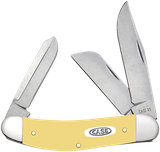 Case 30118 Sowbelly  Folding Clip Point/Sheepsfoot/Spey Plain Mirror Polished Tru-Sharp SS Blade, Smooth Yellow Synthetic Handle