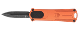 CobraTec Knives 952ORGDAGNS 952  Small 1.75" OTF Dagger Plain Black Stonewashed D2 Steel Blade, 3" Orange Aluminum Handle