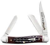 Case 55232 Pocket Worn Stockman Medium Folding Clip Point/Pen/Sheepsfoot Plain Tru-Sharp SS Blade, Mahogany Corn Cob Jigged Bone Handle