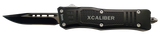 Xcaliber Knife Company  9mm  Small 2.75" OTF Drop Point Black 440C SS Blade, 3.91" Steel Handle