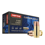 Norma Ammunition 610540050  Safeguard 9mmLuger 115gr Jacketed Hollow Point 50 Per Box/20 Case