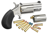 North American Arms PUGDC Pug  22 LR or 22 WMR 5 rd 1" Barrel, Overall Stainless Steel Finish, Black Rubber Grip Includes Cylinder