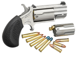 North American Arms PUGDC Pug  22 LR or 22 WMR 5 rd 1" Barrel, Overall Stainless Steel Finish, Black Rubber Grip Includes Cylinder