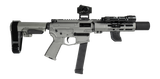 Shark Coast Tactical SCC06742SPGY9-D Sneeky Pete Deluxe w/Optic 9mm Luger 30+1 5.50" Black Melonite Threaded Barrel, Gray Cerakote Receiver, SB Tactical SBA3 Brace, Vortex Crossfire Red Dot, Streamlig