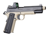 Ed Brown SFSOCM SOCOM Gen4 45 ACP 8+1 5" Black Nitride Threaded Barrel, Black Gen4 Serrated w/Optic Slide, Flat Dark Earth Steel Frame w/Accessory Rail, VZ Alien Grip, Trijicon RMR 3.25 MOA Red Dot Si