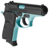Bersa T380BLM8 Thunder  Micro-Compact Frame 380 ACP 8+1, 3.50" Robin Egg Blue Cerakote Steel Barrel, Matte Black Serrated Steel Slide, Robin Egg Blue Cerakote Aluminum Frame