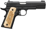 Browning 051067490 1911-22 Black Label Medallion Full Size Frame 22 LR 10+1 4.25" Stainless Steel Barrel, Matte Black Serrated Slide, Matte Black Aluminum Frame w/Beavertail, Maple Medallion Grip