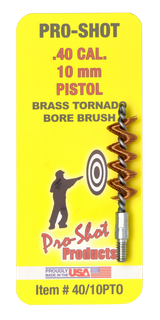 Pro-Shot 4010PTO Tornado Bore Brush .40/ 10mm Cal Pistol #8-32 Thread Brass Spiral Wound Loop