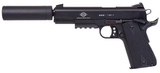 GSG G1911ADOPS 1911 ADOP 22 LR 10+1 5" All Black Steel/Threaded Barrel, Serrated Slide, Zinc Alloy w/Picatinny Rail & Beavertail Frame Black Polymer Grip, Faux Suppressor