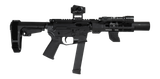 Shark Coast Tactical SCC06704SPBO9-D Sneeky Pete Deluxe w/Optic 9mm Luger 30+1 5.50" Black Melonite Threaded Barrel, Black Cerakote Receiver, SB Tactical SBA3 Brace, Vortex Crossfire Red Dot, Streamli