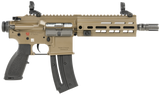 HK 81000531 416  Sports South Exclusive 22 LR 10+1 8.50" Black Steel Threaded Barrel, Flat Dark Earth Aluminum w/M-LOK & Picatinny Rail Receiver, Black Polymer Grip, Right Hand