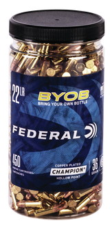 Federal 750BTL450 Champion Training BYOB 22LR 36gr Copper Plated Hollow Point 450 Per Box/8 Case