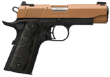 Browning 051896490 1911-22 Black Label Compact Frame 22 LR 10+1, 3.63" Matte Stainless Steel Barrel, Copper Cerakote Serrated Slide, Matte Black Polymer Frame w/Beavertail, Black Laminate Wood Grip
