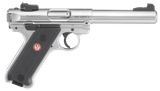 Ruger 40103 Mark IV Target 22 LR 10+1 5.50" Satin Stainless Bull Barrel, Satin Stainless Steel Slide, Stainless Steel Frame Drilled & Tapped Receiver, Black Checkered Polymer Grip, Right Hand