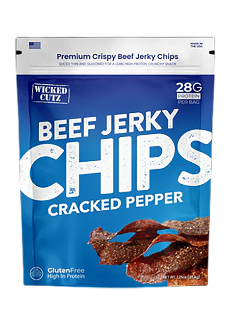 Wicked Cutz WCBC01CP Cracked Pepper Beef Jerky Chips 8 Pack