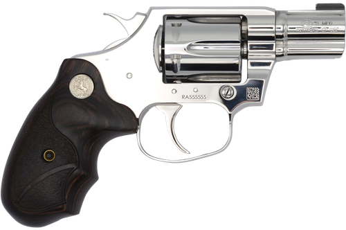 Colt Mfg COBRASS2BB Cobra Bright 38 Special +P 6 Shot 2" Mirror Polished Stainless Steel Barrel, Cylinder Mirror & Frame, Black Hogue Rubber w/Finger Grooves Grip