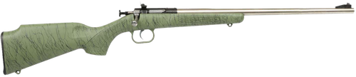 Crickett KSA2442 Gen2  Youth 22 LR 1rd 16.13" Stainless Single Shot Barrel, Stainless Steel Receiver, Green w/Black Webbing Fixed Synthetic Stock