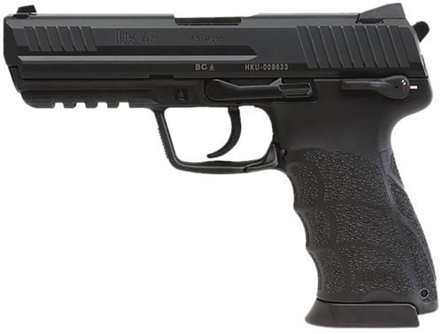 HK 81001113 HK45 V1 45 ACP 10+1 4.46" Black Polygonal Rifled Barrel, Black Cerakote Serrated Steel Slide, Black Polymer Frame w/Picatinny Rail, Ambidextrous