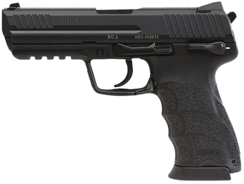 HK 81001113 HK45 V1 45 ACP 10+1 4.46" Black Polygonal Rifled Barrel, Black Cerakote Serrated Steel Slide, Black Polymer Frame w/Picatinny Rail, Ambidextrous