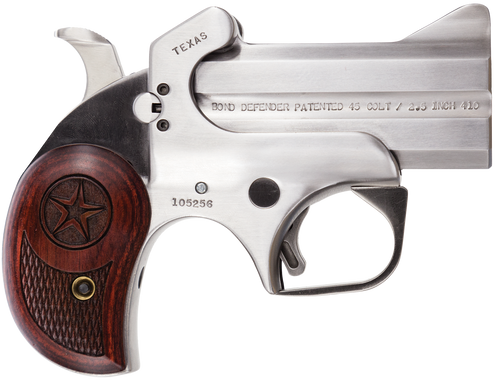 Bond Arms BATD Texas Defender 45 Colt (LC)/410 Gauge 2rd 3" Barrel, Stainless Metal Finish, Rosewood Grip, Blade Front/Fixed Rear Sights, Manual Safety