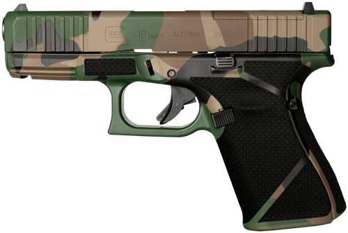 Glock PA195S204MOSNM81 G19 Gen5 MOS Compact Frame 9mm Luger 15+1 4.02" Black GMB Barrel, Camo Cerakote MOS Cut/Serrated Steel Slide, M81 Camo Polymer Frame w/Picatinny Rail, Ambidextrous
