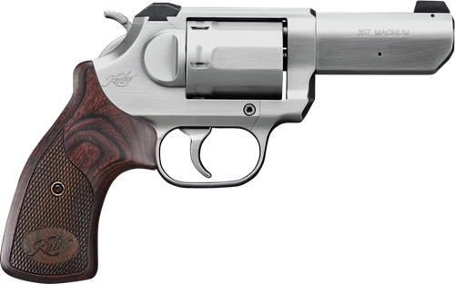 Kimber Mfg, Inc 3400016 K6S  DA/SA 357 Mag 6 Shot 3" Brushed Stainless Steel Barrel & Cylinder, Brushed Stainless Steel Frame, Diamond Checkering Grip, Exposed Hammer