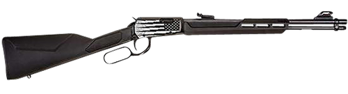 Rossi RL22W201SYEN18 Rio Bravo  Full Size, Lever Action 22 WMR 12+1, 20" Polished Black Steel Barrel, Polished Black w/Lighting US Flag Engraving Steel Receiver, Black Fixed Stock, Right Hand